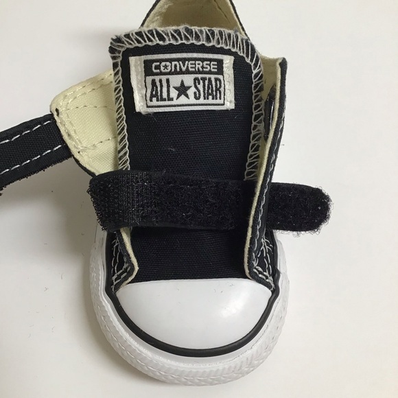 Converse All Star Chuck Taylor Toddler Boy Sneakers SZ 4 Black Low Top Hook Loop - Picture 5 of 16